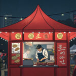 modern-comic-illustration-of-red-food-tent-in-seoul