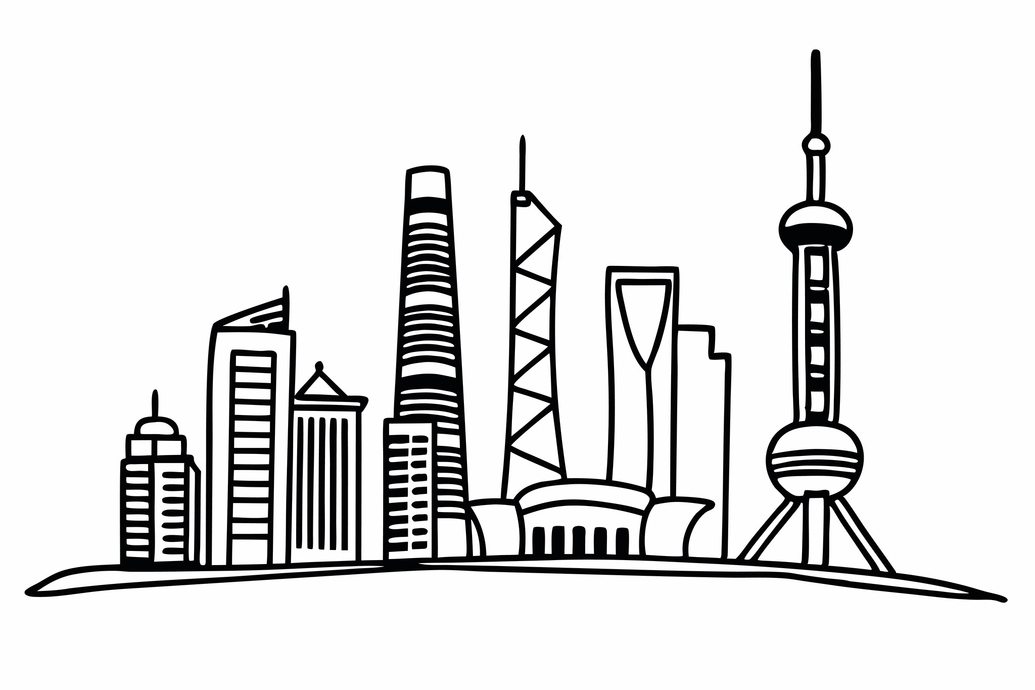 simple-line-art-of-the-skyline-of-shanghai-